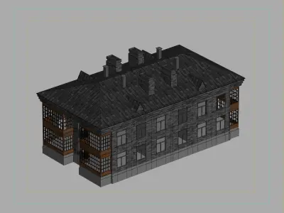 Vintage brick residential building model 3D model