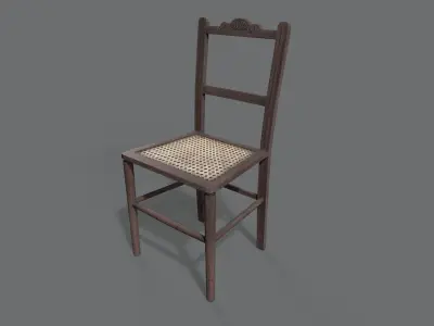 wooden chair 17th cenury Low-poly 3D model