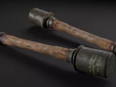 Stielhandgranate M24-lowpoly German WW2 asset   Low-poly 3D model
