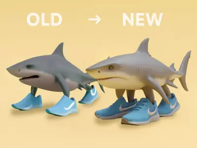 Tralalero Tralala Italian brainrot Low Poly Character Low-poly 3D model