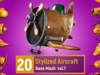 20 Stylized aircraft Base Mesh Vol-7 Low-poly 3D model