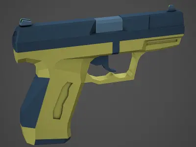 Stylized Walther P99 Pistol Low Poly Mobile Ready Low-poly 3D model