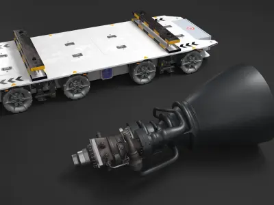 Raptor Rocket Engine on Transport Platform 3D model