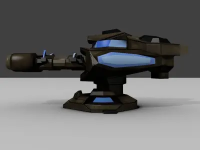Sci-fi Low-poly Cannon Turret Low-poly 3D model