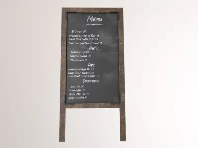 Chalkboard Menu Low-poly 3D model