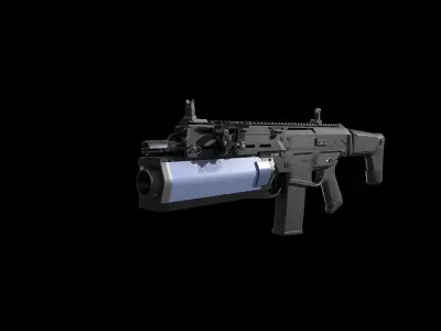 FB MSBS Grot  assault rifle with different set of attachments  Low-poly 3D model