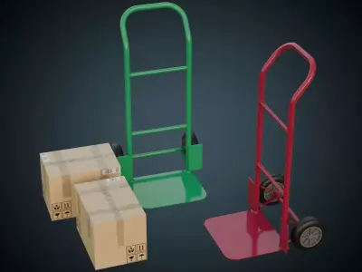 Hand Truck And Boxes 5A Low-poly 3D model
