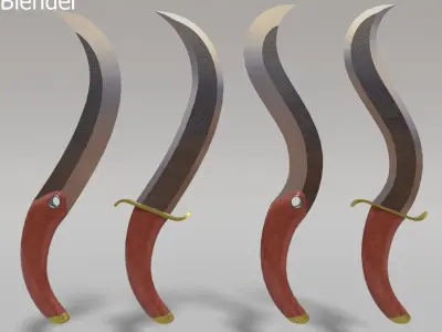 Curved Dagger Free low-poly 3D model