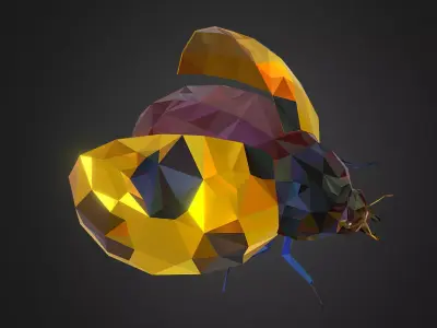 Bug Ladybug Yellow Low Polygon Art Insect Low-poly 3D model