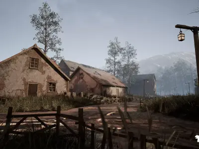 Abandoned Haunted Village Environment Low-poly 3D model