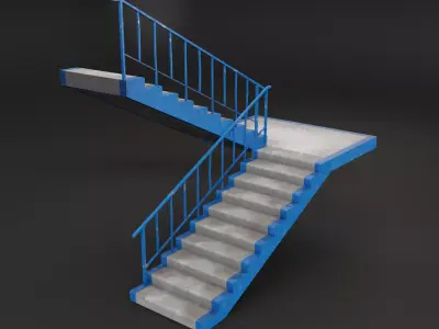 Concrete Stairs Low-poly 3D model