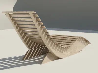 Modern long chair Free low-poly 3D model
