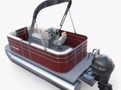 Pontoon Boat v2 3D model