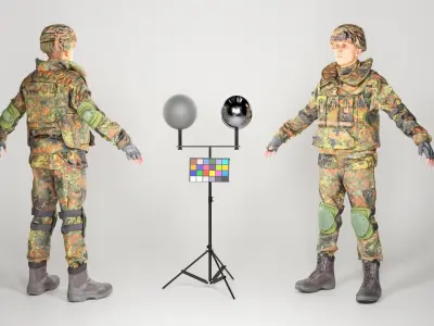  Soldier in Bundeswehr Uniform with props 21 Low-poly 3D model