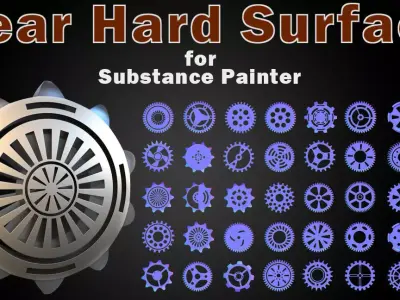 150 Gear Hard Surface for Substance Painter Low-poly 3D model