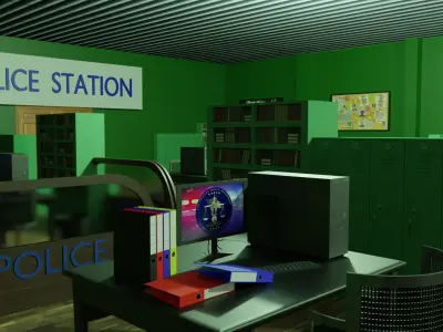 Police Station Interior Low-poly 3D model