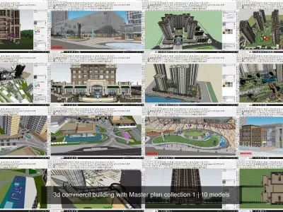 3d commercial building with Master plan collection 1 