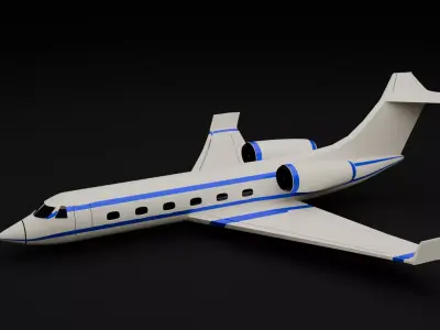 Low Poly Passengers Airplane Game Ready flying vehicle FBX OBJ Low-poly 3D model