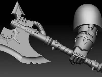 4 HANDS WITH POWER WEAPONS 3D print model
