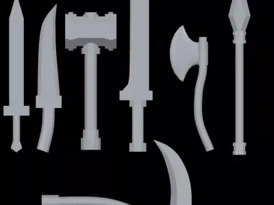 raw weapon pack Low-poly 3D model
