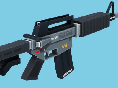 Blocky Stylized M4A1 Assault Rifle - Low Poly Game Ready Low-poly 3D model