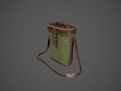 Leather and Khaki Binocular Bag Low-poly 3D model