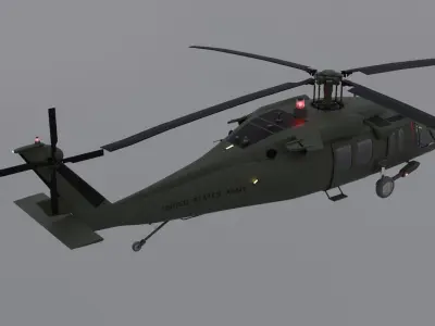 Black Hawk Helicopter with Full Interior Low-poly 3D model