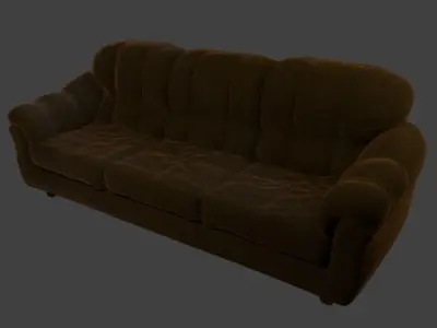 Couch - Brown Velvet Free low-poly 3D model