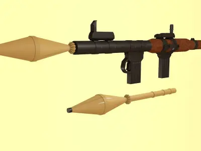 Bazooka gun with wooden handle 3D model