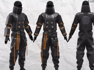 Sci fi Outfit Male Marvelous designer Clo3d OBJ mtl FBX ZPRJ 3D model shop