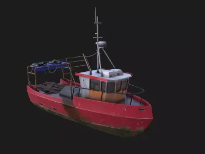 Fishing boat Low-poly 3D model