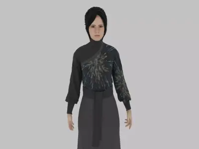 woman in asian clothes Low-poly 3D model