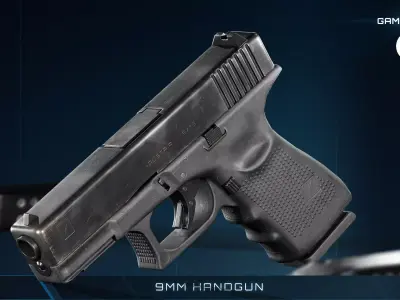 9mm Pistol - Handgun Low-poly 3D model