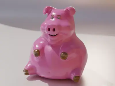 Pig ceramics  Low-poly 3D model