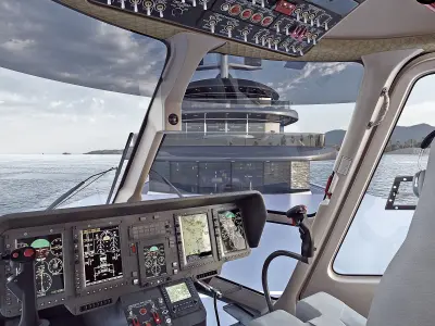 Yacht Roxette with helicopter Ansat 3D model