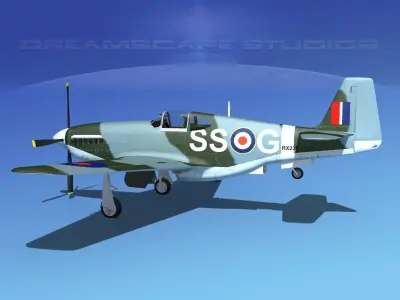North American Mustang X RAF V05 3D model