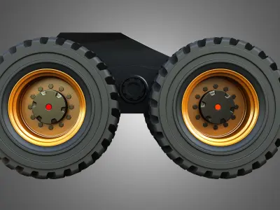 H21D Forestry Harvester Wheels and Tires with Suspension 3D model