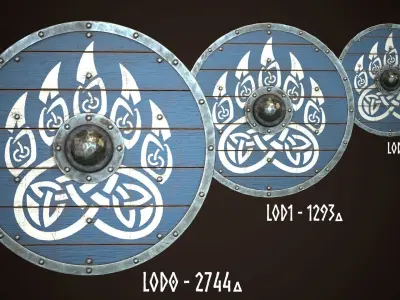 Viking Shield 05 Low-poly 3D model
