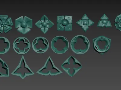 Gothic flowers Low-poly 3D model
