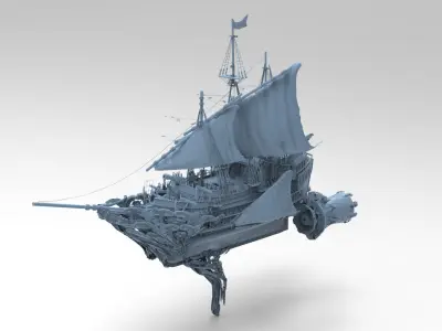 Baroque detailed Drake ship 3D model