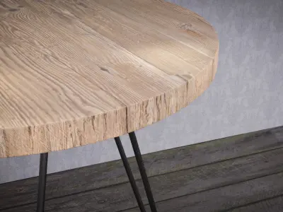 Round Wooden Coffee Table Free low-poly 3D model