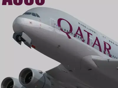 Airbus 380-8 Qatar Airways livery Low-poly 3D model
