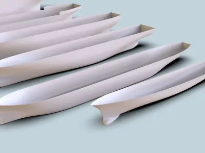 Hulls collection group of boats 3D model