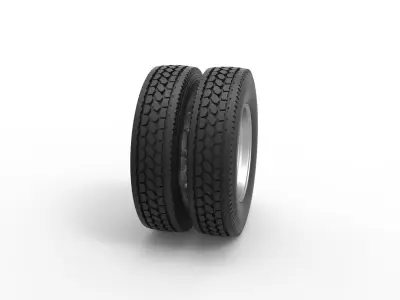 Rear custom wheel of semi truck Version 15 Scale 1 to 25 3D print model