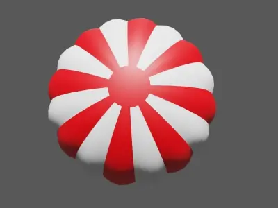 Red Striped Balloon - Balao Vermelho Listrado Low-poly 3D model