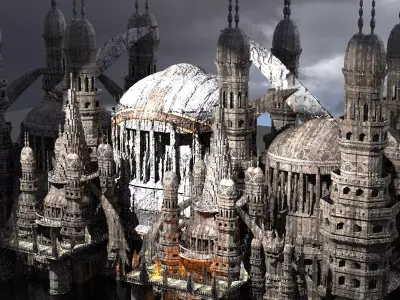 Oasis Temple Dark Temple walkways city 3D model