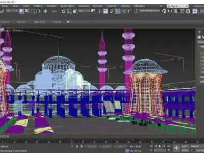 Mosque and Bazaar 3D Model 3D model