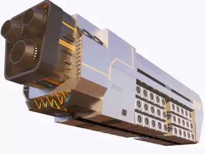 Sci-Fi Airship Futuristic Flying Ship Barge 002 3D model