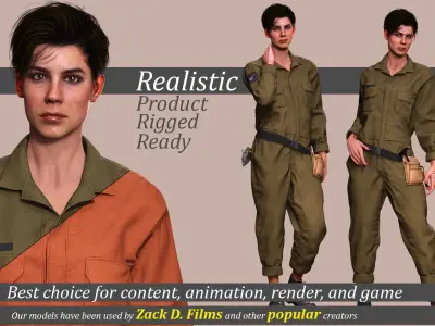 Tactical Worker 3D Character PBR Textured Ready Low-poly 3D model