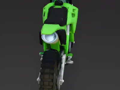 Stylized Cartoon Dirt Bike Green Motorcycle 3d model Low-poly 3D model